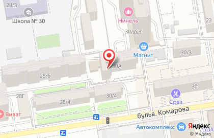 Районный совет ветеранов войны, труда, вооруженных сил и правоохранительных органов на бульваре Комарова на карте