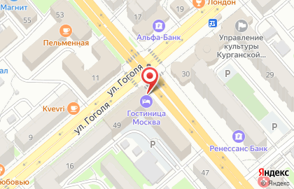 Гостиница Москва в Кургане на карте