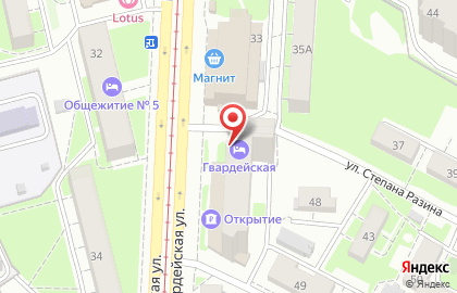 Гостиница Гвардейская в Казани на карте