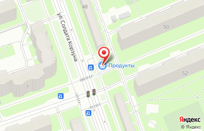 Продуктовый магазин на ул. Солдата Корзуна, 48а на карте