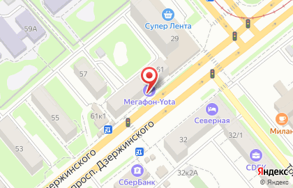 Салон связи МегаФон на проспекте Дзержинского на карте