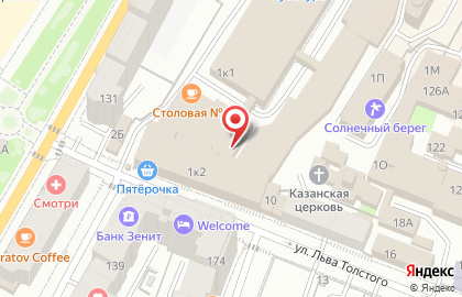 Много мебели на улице Льва Толстого на карте