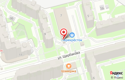 Киоск по ремонту обуви, Приморский район на улице Щербакова на карте