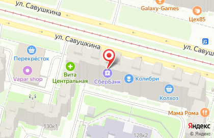 Банкомат СберБанк на улице Савушкина, 128 к 1 на карте