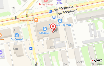 Банкомат АКБ Росбанк на улице Петра Мерлина на карте