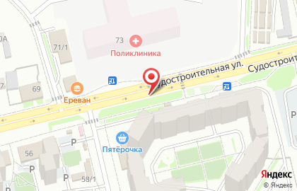 Киоск по продаже печатной продукции Лига Пресс на Судостроительной улице на карте