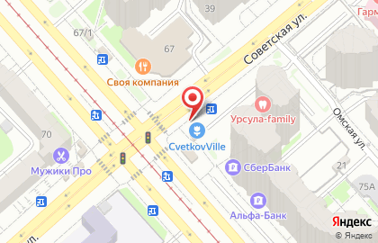 Салон цветов Цветкофф на Советской улице на карте