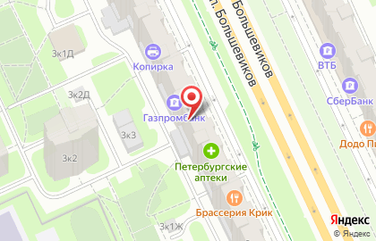 Дополнительный офис №15 АБ Алданзолотобанк, филиал в г. Санкт-Петербурге на проспекте Большевиков на карте