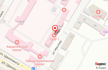 Городская больница №1 в Челябинске на карте