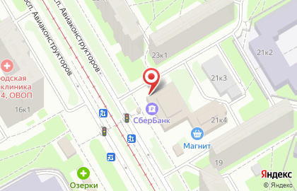 Банкомат СберБанк на проспекте Авиаконструкторов, 21 к 1 на карте