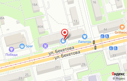 Магазин Красное & Белое на улице Бекетова, 40 на карте