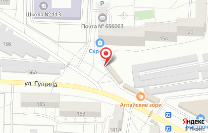 Магазин мясной продукции на улице Гущина на карте