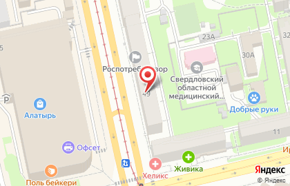 Сеть центров в Верх-Исетском районе на карте