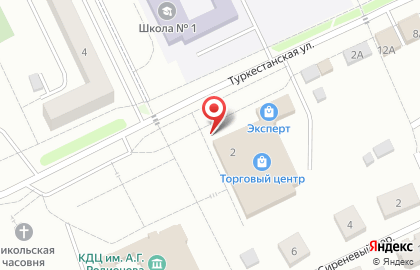 Супермаркет Пятёрочка на Туркестанской улице на карте