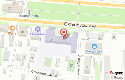 Средняя школа №4 на Октябрьской улице на карте