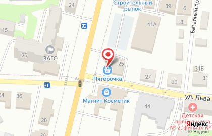 Дискаунтер Пятёрочка на улице Льва Толстого в Щёкино на карте