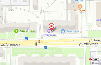 Банк Кузнецкий на улице Антонова на карте