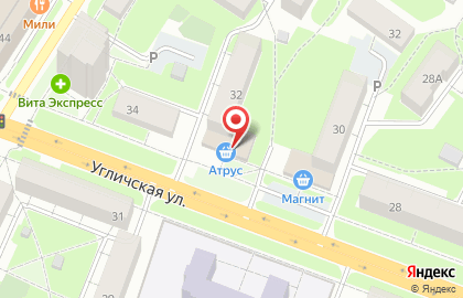 Продуктовый магазин Атрус на Угличской улице на карте