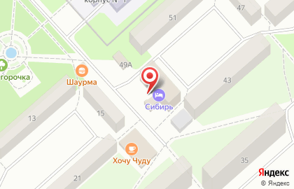 Гостиница Сибирь на улице Ленинградской на карте