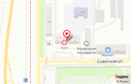 Медицинский центр ЛеОМеД на Советской улице в Осинниках на карте