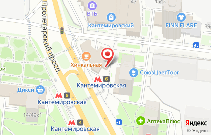 Магазин Простоцветы на метро Кантемировская на карте