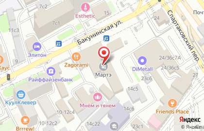 Центр красоты Mezo на Бакунинской улице на карте