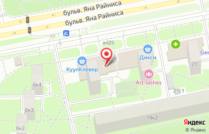 Магазин здорового питания МясновЪ на бульваре Яна Райниса на карте