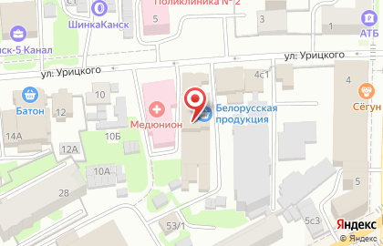 Медицинский центр Медюнион на улице Урицкого в Канске на карте