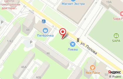 Киоск по продаже фруктов и овощей на улице Попова на карте