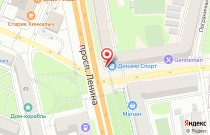 Магазин спортивных товаров ДИНАМО спорт на проспекте Ленина на карте