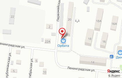 Продуктовый магазин Орбита на улице Ленинградской на карте