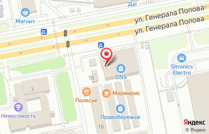 Супермаркет цифровой и бытовой техники DNS на улице Генерала Попова на карте