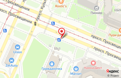 Киоск по продаже печатной продукции, Калининский район на улице Просвещения на карте