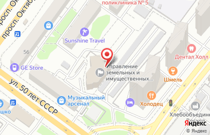 ОАО Банк Уралсиб на проспекте Октября на карте