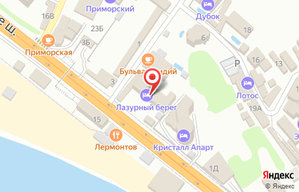Отель «Лaзурный бeрег» в Лермонтово на карте
