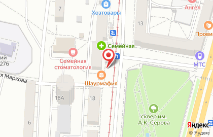 Киоск фастфудной продукции, Ленинский округ на улице Серова на карте