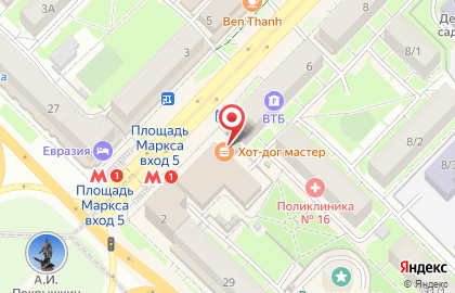 Киоск фастфудной продукции Хот-дог Мастер на площади Карла Маркса на карте