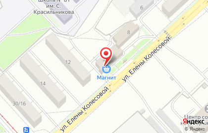 Супермаркет Магнит у дома на улице Елены Колесовой на карте