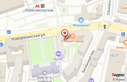 Клиника косметологии и лазерной эпиляции «SkinLaser» на метро «Комсомольская» на карте