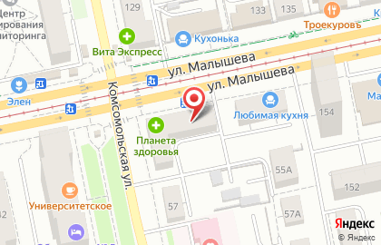 Бар Суши WOK на улице Малышева, 146 на карте