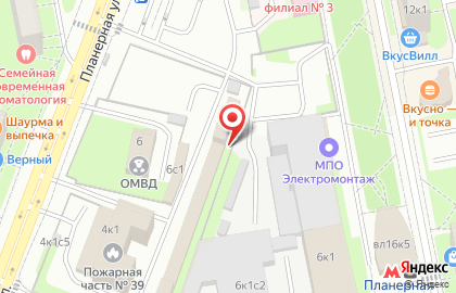 Северо-западного АО на Планерной в Северном Тушино на карте