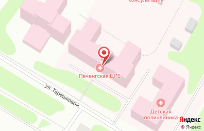 Печенгская центральная районная больница на улице Терешковой на карте