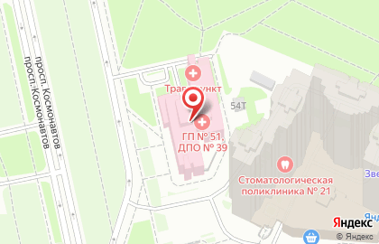 Городская поликлиника №51 на проспекте Космонавтов на карте