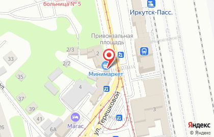 Гостиница Привокзальная в Иркутске на карте