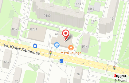 Кальян-бар Мята Lounge на улице Юных Ленинцев на карте