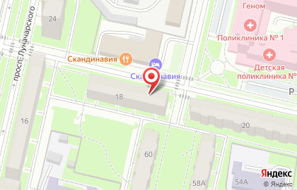 Коллегия адвокатов Лекс на проспекте Луначарского на карте
