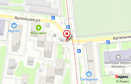 Продуктовый магазин Союз на Артельной улице на карте