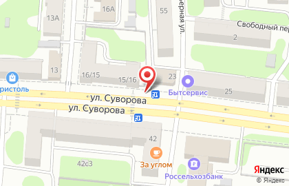 Киоск по продаже фастфудной продукции на улице Суворова на карте