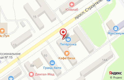 Продовольственный магазин на проспекте Строителей на карте