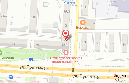 Стоматологическая поликлиника №1 на улице Пушкина на карте